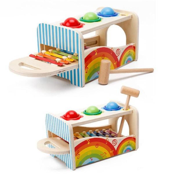 wholesales Original Muwanzi Children's Educational Toys Multifunction Music Table Color Coginitive Puzzle Wooden Building Blocks