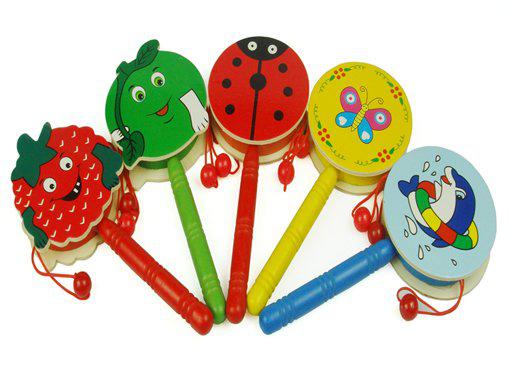 Colorful Baby Wooden Rattle -Drums Children Musical Toys Kids Wooden Noise Maker Toy Christmas Gift Free Shipping