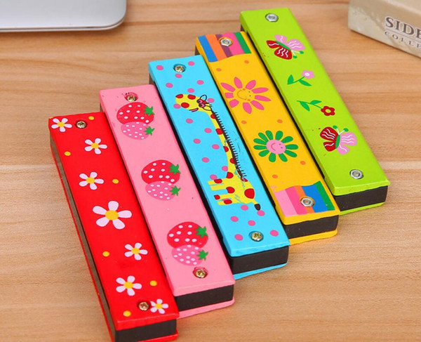 100pcs Baby Toys Noise Maker Children's Wooden Painted Harmonica Early Education Toys Oral Organ Learning Baby Toy Random Color