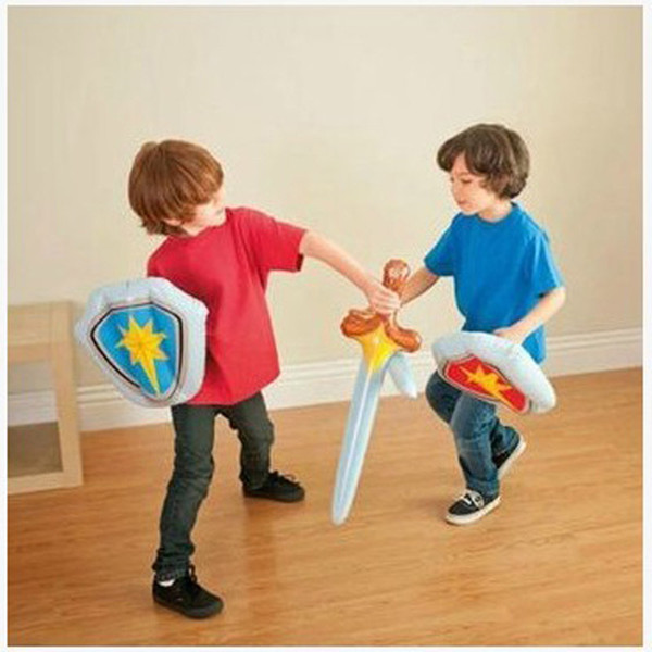 2sets Inflatable Toys Kid Inflatable Sword Shield Sets Not wounding weapon Baby Indoor Play Toys Children Toys