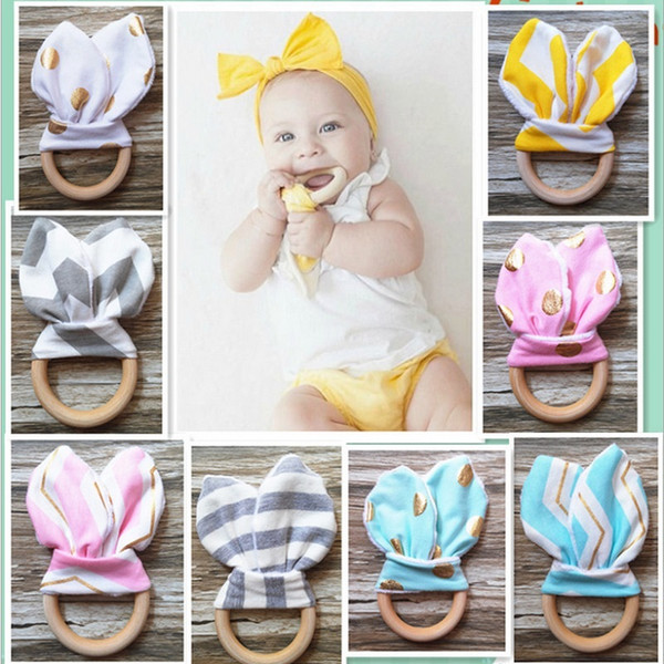 Baby Toys Soft Little Rabbit Ears Wooden Hand Grasp Toy Rattles Develop Baby Intelligence Baby Grasping Toy Hand Bell Rattle