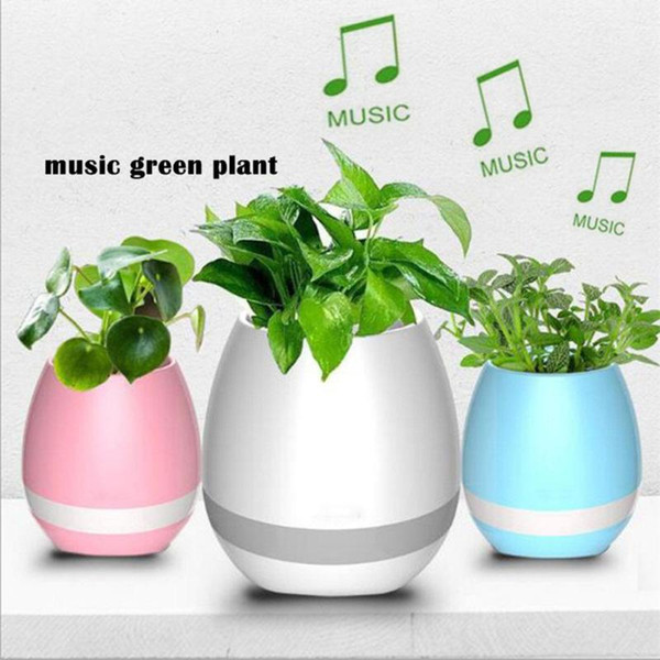 Music Flower Pot Smart LED Bluetooth Music Vase Speaker Real Plant Touch Sensing USB Charging Waterproof Smart Music FlowerPots White Pink
