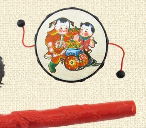 Auspicious Rattle/Children's musical instrument tambourine/baby rocking drummer ringing Chinese classic traditional toys wholesale