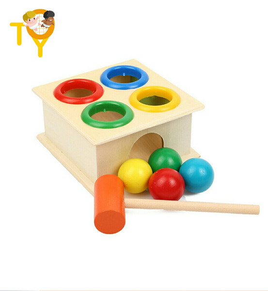 Children Wooden Colorful Knock Hammering Early Learning Educational Intellectual Developmental Brain Hand Training Logic Gift for Kids Paren