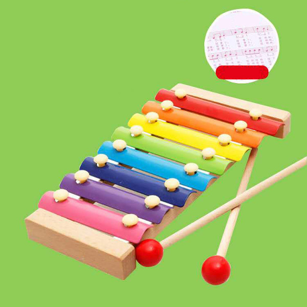 Eight-tone knocking piano baby hand knocking xylophone wooden children's educational toys wooden steel piano early education musical instrum