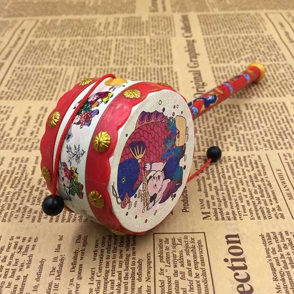 Baby toy musical instrument traditional rattle toy hand drum baby ringing bell wood