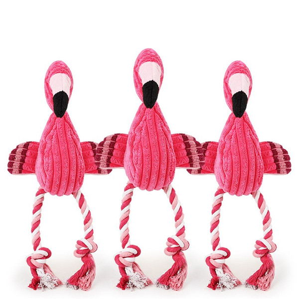 Flamingo Toy Plush Shape Dog Chew Puppy Squeaky Sound Toys Interactive Enhance Feelings Pet Supplies Pink Talking toys T1I425