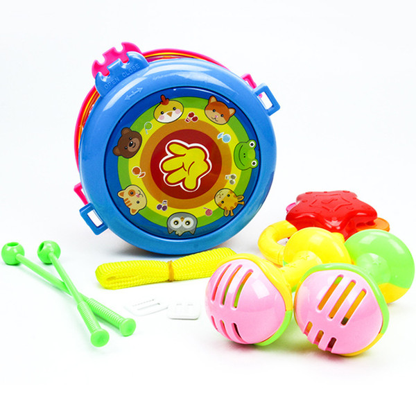 Set Package Musical Instruments Baby Rattles Shake Bell Ring Children Early Learning Toys Hand Beat Drums Toys for toddlers