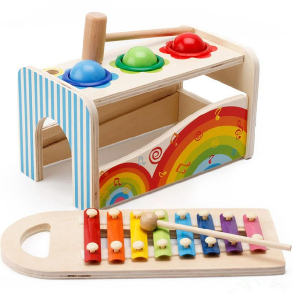 Original Muwanzi Children's Educational Toys Multifunction Music Table Color Coginitive Puzzle Wooden Building Blocks