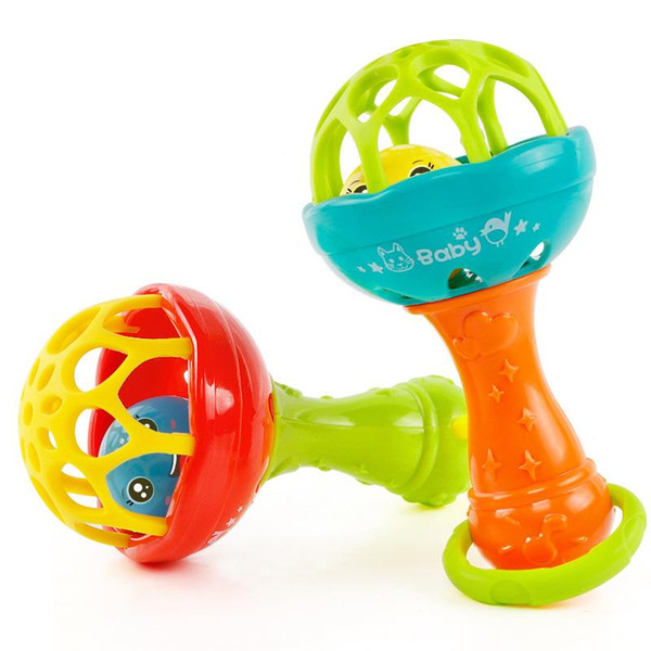 Baby Grasping Gums Plastic Hand Bell Rattle Funny Educational Mobiles Toys Birthday Gifts WJ482