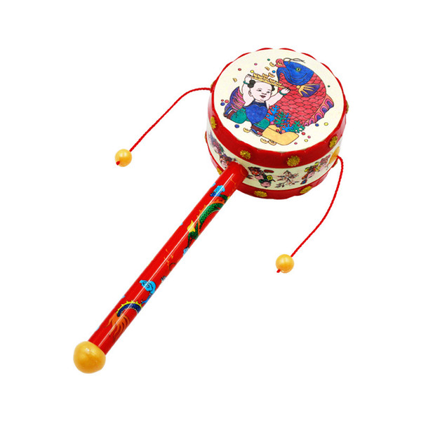 Christmas Handy Drum Shaped Rattle Environmental Protection Plastic Young Children Conventional Chinese Style Safety New Year Gift