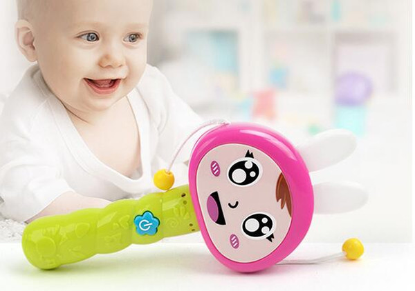 Free Shipping 0-1 year old baby newborn baby toys drum drum rattle Rattle toy with music