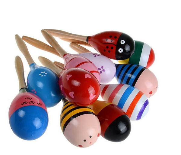 20CM Sand Hammer Wooden Maraca Rattles Party Rave Children Kids Shaker Toy Musical Instrument - Colors May Vary