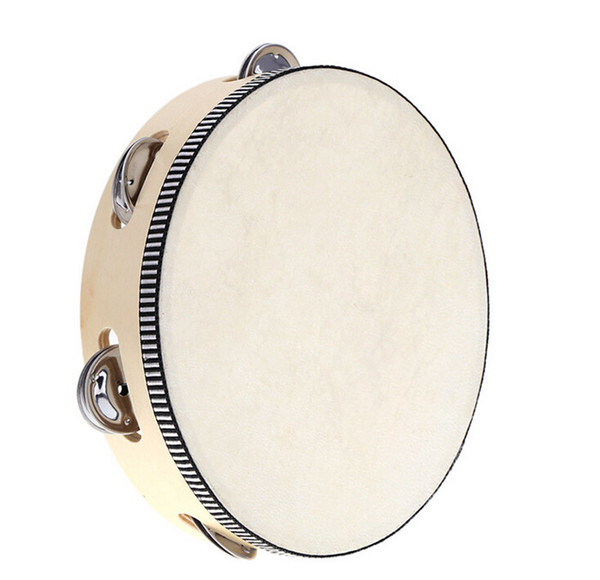 2015 new arrive Toy Musical Instrument Tambourine 6 inch Hand Held Tambourine Drum Bell Birch Metal Jingles Musical Toy for KTV Party D126