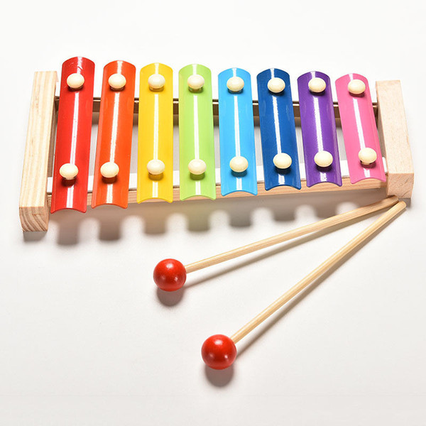 Babies Wooden Toy Musical Instrument 8 Notes MusicToys For Kids with Drum Sticks 23.5cmx12cm Wisdom Juguetes