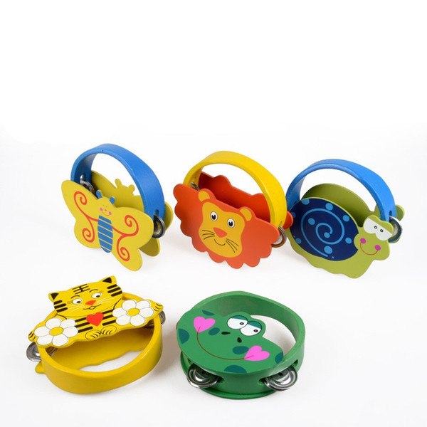 Baby Woodiness Cartoon Bell Percussion Instruments Carl Orff Animal Tambourine Early Education Noisemaker Toys Sense Of Hearing 7cw W