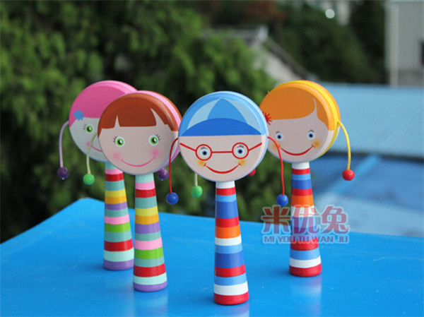 10pcs 2015 new arrive popular china rattles baby toys hand-shaking drum pull rattle auspicious in stock now D120