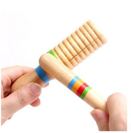 Wooden Guiro Rhythm Cheering Stick Kids Children Teaching Aids Percussion Musical Instrument Toy