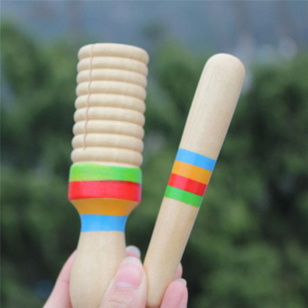 Small Single-threaded Ring Percussion Cylinder Croak Frog Barrel Instrument Musical Rod Bell Toys