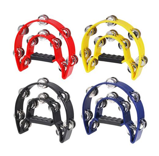 Plastic Handbell Jingles Rattles Half Moon Grip Tambourine Music Instruments Party Rave Supplies