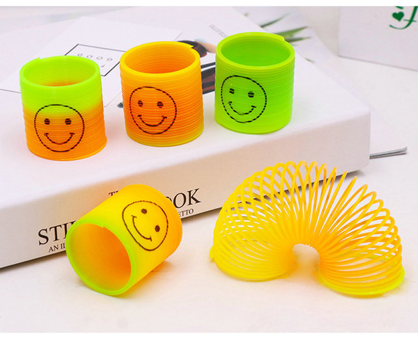 DHL 288PCS 3.5cm Colorful Magic rainbow spring circle Slinky Children Classic Development Educational Plastic Toy Kids Christmas Gifts