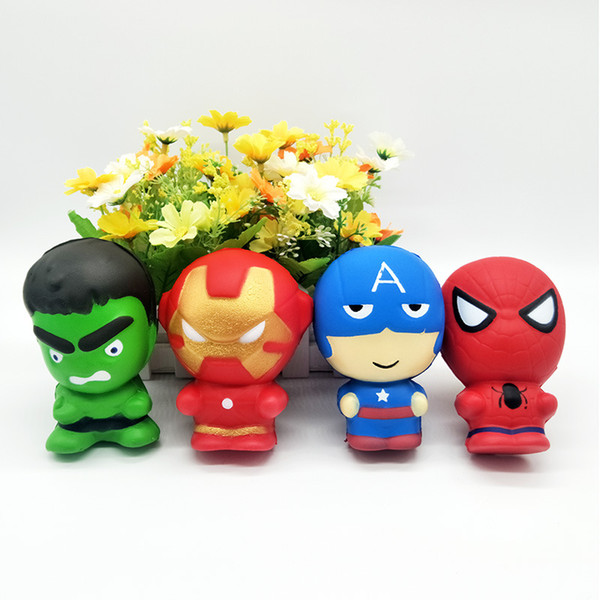 DHL 96pcs Cute Squishy toys Slow Rising The Avengers Iron Man Captain America Spiderman Hulk Squeeze Toy Squishies Stress Relief Kids toys
