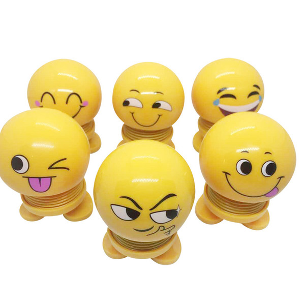 Hot Sale Smiling Face Spring Expression Face Decoration Shake Head Dolls Interior Accessories For Car Decoration Cute Creative Decorations.