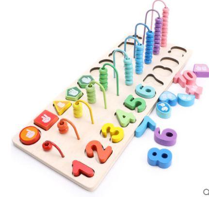 Children's digital jigsaw puzzle toys The shape of puzzle board building blocksHand Grab Board Cognitive Instruments Matched around Beads