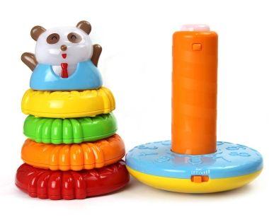 32/5000 Panda joy ring stacked music training hand eye coordination music rainbow color puzzle toys