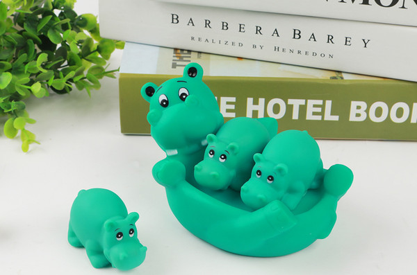 Direct selling children's bath and paddle toys environmental protection rubber mesh pinching call animal family toys