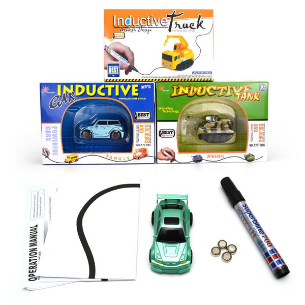 Mini Magic Pen Truck Car Inductive Fangle Vechicle Toy Children's Car Truck Tank Car Toy Truck with retail package