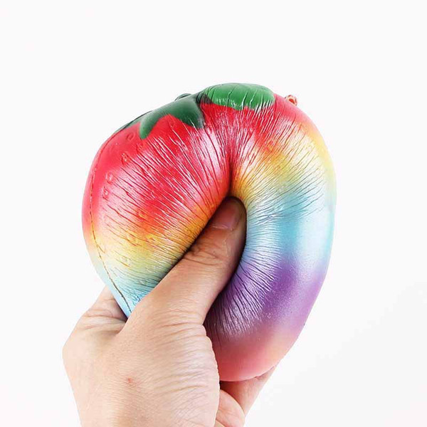 Cute Jumbo Squishy ranbow strawberry Cartoon Slow Rising Toys Phone Straps Pendant Sweet Cream Scented Bread Kids Fun Toy Gift