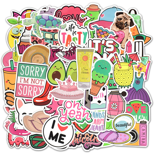 50 Pcs Waterproof Beach Style Vinyl Stickers for Water Bottle Laptop MacBook Computer Phone Pad for Teen Girls DIY Cute Gifts