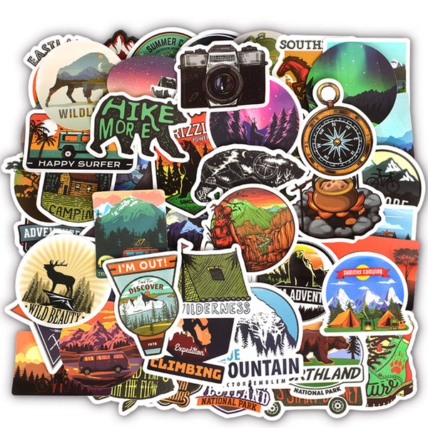 50 PCS Waterproof Camping Vinyl Decals Stickers Toys for Kids Teens Adults DIY Water Bottle Mountain Bike Moto Car Bumper Helmet Skateboard