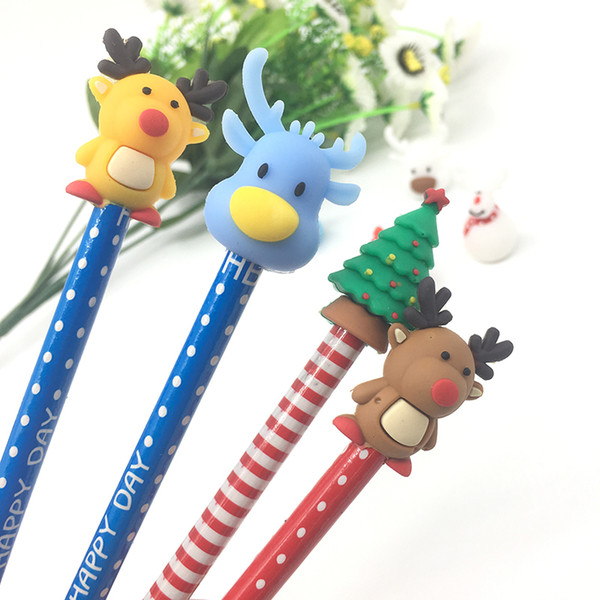 Novelty Cartoon Animal Action Figures PVC Elk Pencil Topper Plastic Mini Sucker Cup Funny Creative Kids Toy Pen Decoration Wholesale