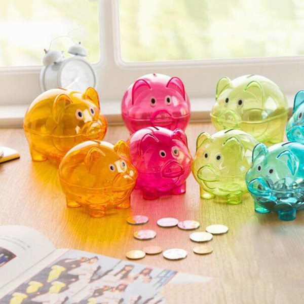 New Transparent Plastic Money Saving Box Case Coins Cartoon Pig Shaped Piggy Bank Cash Coin Money Box child gift