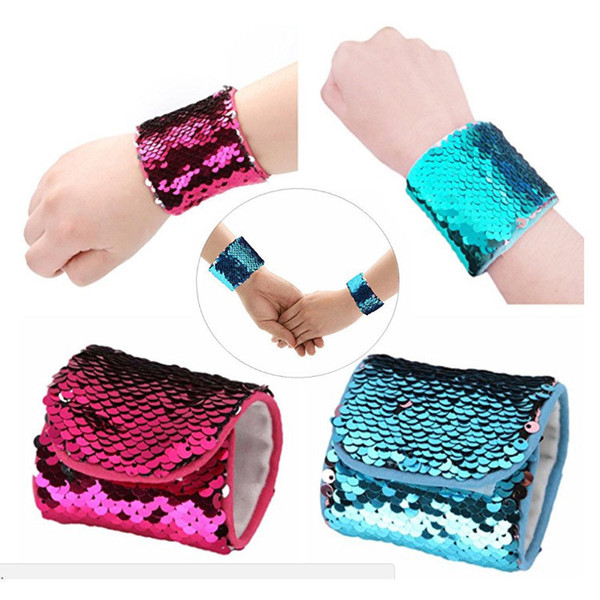 Mermaid Sequin Bracelet Wristband Cuff Sequins Bracelets Women Charm Jewelry Girl Wedding Favors Mermaid Bracelet Wristband Bangle A-0503