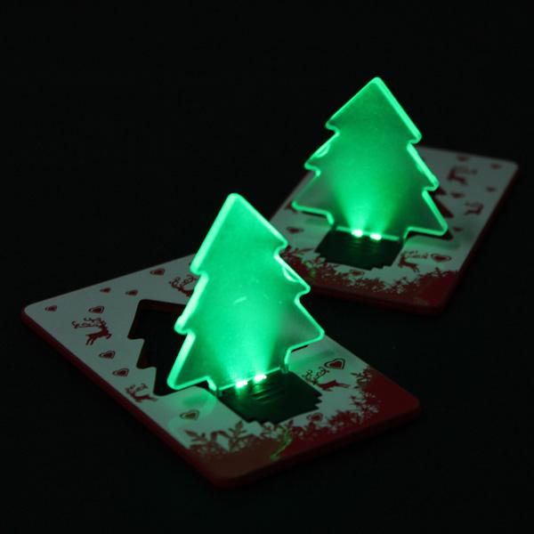 Portable LED Christmas Tree Folding Pocket Card Night Light Lamp Xmas Gifts