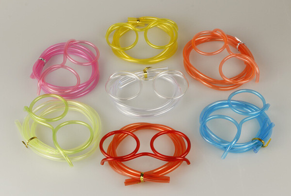 New Funny Soft Glasses Straw Unique Flexible Drinking Tube Kids Party Accessories Colorful Plastic Drinking Straws