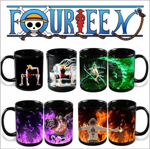 100pcs One Piece Cups Ace Zoro LuffyHot Hot Cold Temperature Sensitive Color Changing Coffee Tea Milk Mug Cup Y308