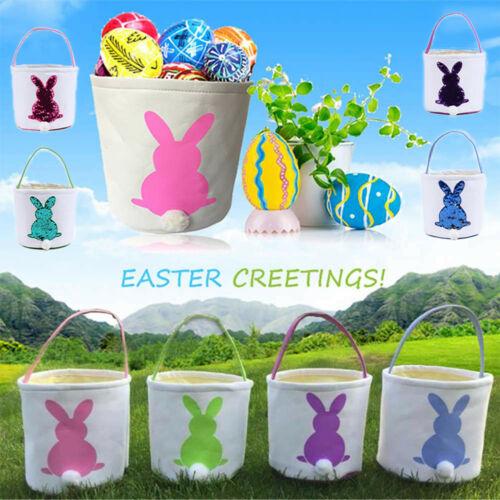 Bunny Easter Baskets canvas Easter Buckets Egg Hunt Basket for Kids Bunny Canvas Tote Party Decoration 12 styles KKA7691