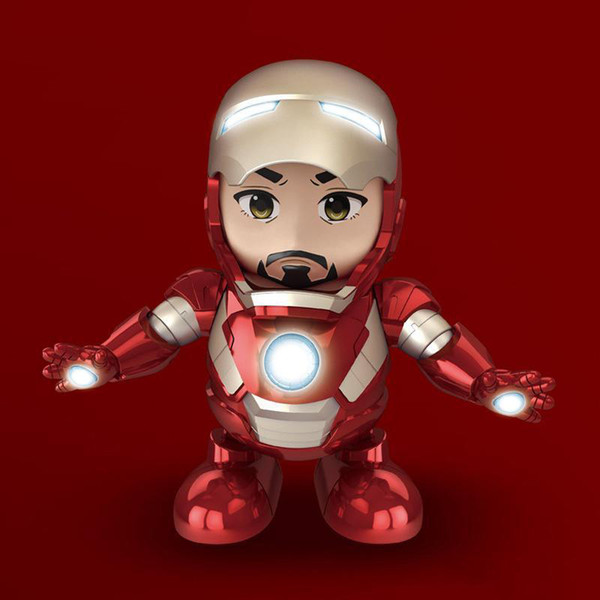 new Dance Iron Man Action Figure Toy robot LED Flashlight with Sound Avengers Iron Man Hero Electronic Toy kids toys