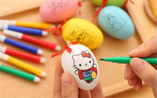 Colorful Plastic Easter Eggs 4.5*6.5cm Printing Mini Cute Easter Egg Newest Candy Clour Children Printing Eggs Fast 