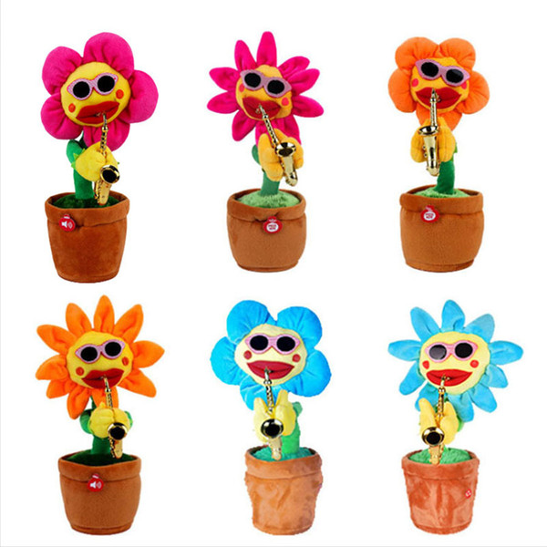 Musical Sing and Dancing Sunflower Soft Plush Funny Creative Saxophone Singing Toy Holiday Gifts for Children