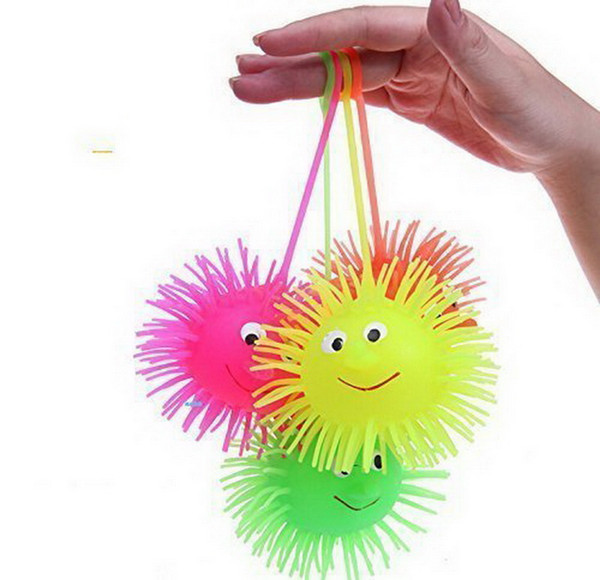 12pcs/lot Flash Puffer Ball Hedgehog Ball Vent with Charged Random Color Kids Toys Novelty and Gag Toys Light-Up Toys