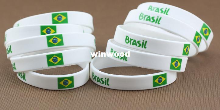 2014 World Cup soccer fans wristband / bracelet strap Brazil fans / Brazilian flag silicone bracelet hand ring 50pcs/ lot