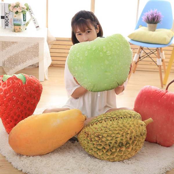 Kid Toys Fruit Pillow New 3D Simulation Decorative Cushion Throw Stuffed Fruits Inner Home Decor Sofa Emulational Toy No Zipper Baby Adult