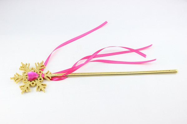 New Snow Queen Snowflake Magic Wand with Blue ribbon Fairy Wand Rods Bar gold Magic Wand Angel Elves Rods Toys