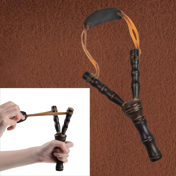 2016 New Arrive Bamboo Style Wooden Sling Shot Toys Bow Catapult Hunting Outdoor Hunting Camping Travel