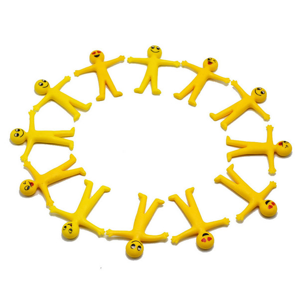 Flexible Soft TPR Yellow Emoji Small Person Doll Kids Stretchable Toys Funny DecompressionToys Stree Relief Gift for Children